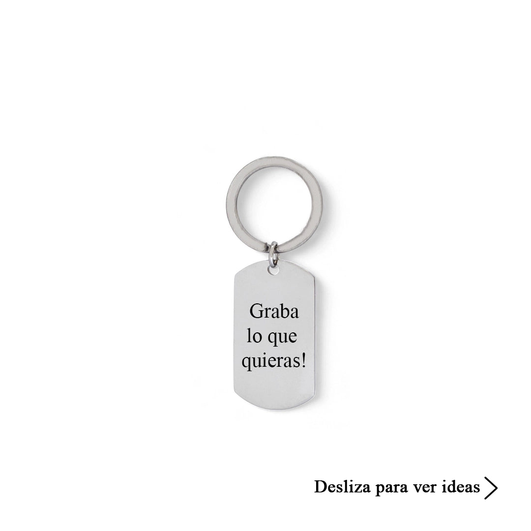 Llavero placa plateado