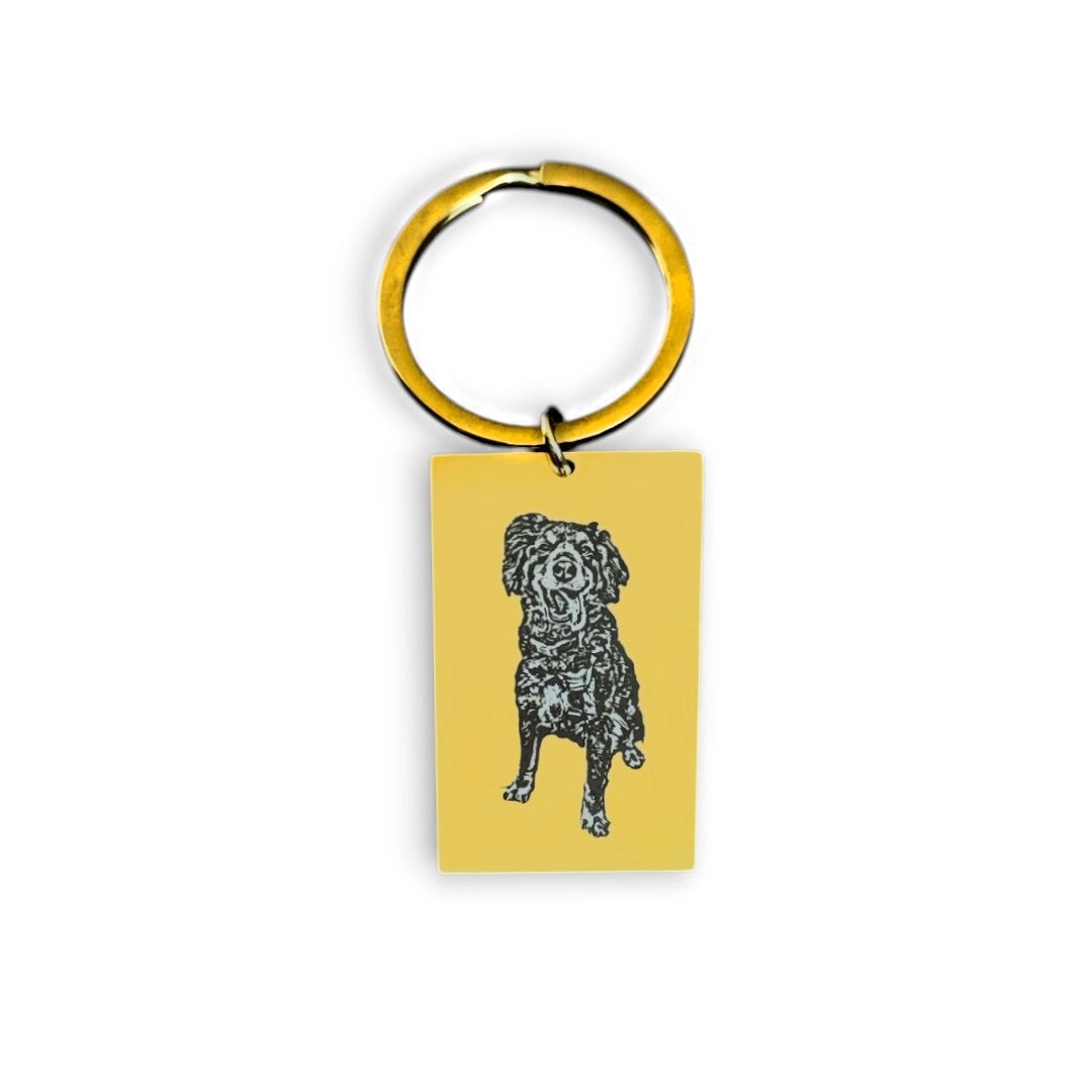 Llavero rectangular dorado