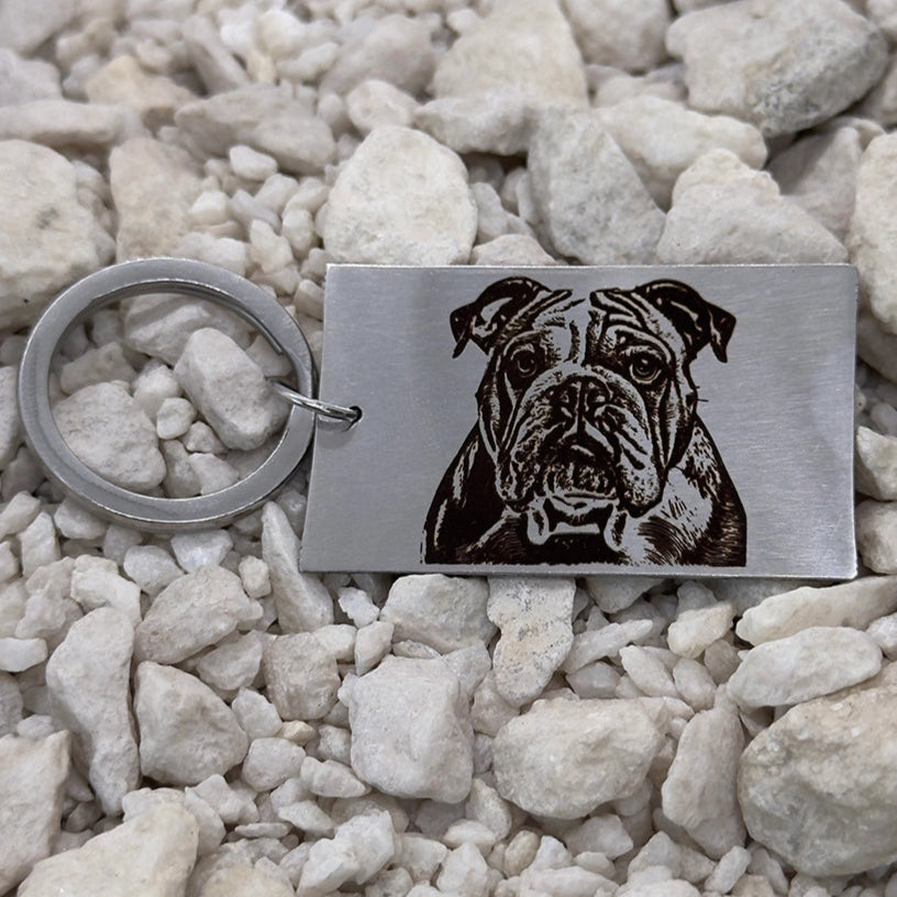 Llavero rectangular plateado