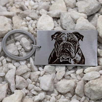 Llavero rectangular plateado