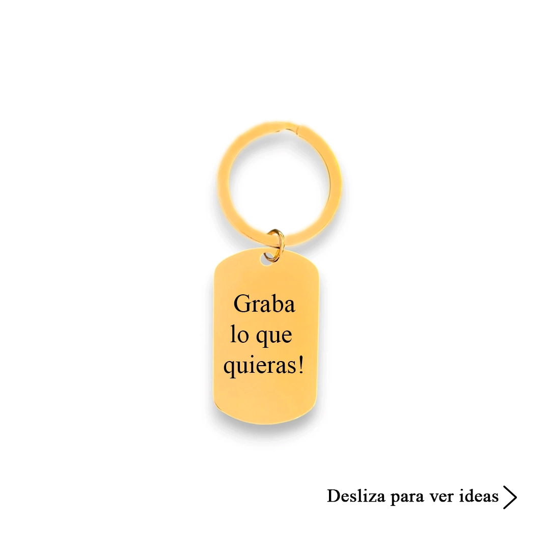 Llavero placa dorado