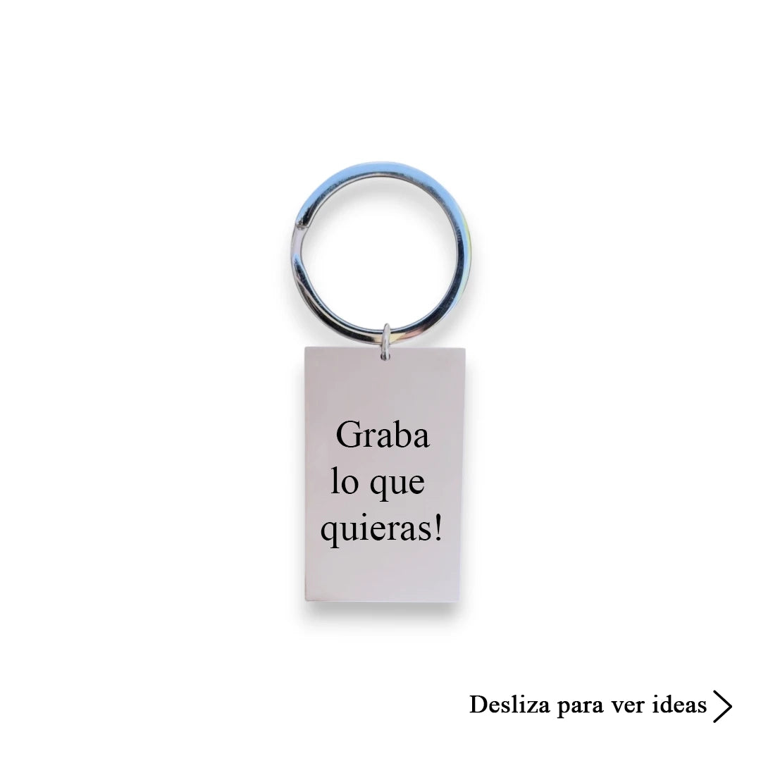 Llavero rectangular plateado